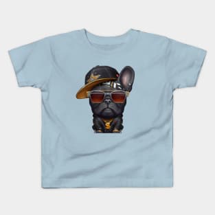 Black French Bulldog Hip-Hop Super Star Kids T-Shirt